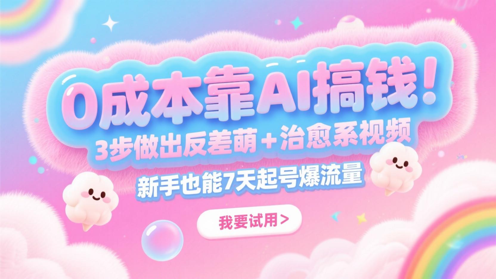 0成本靠AI搞钱！3步做出反差萌+治愈系视频，新手也能7天起号爆流量，月入5位数-轻金阁