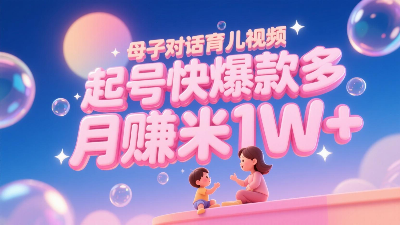 AI生成母子对话育儿类视频，起号快爆款多，小白宝妈轻松学，多渠道变现，月赚米1W+-轻金阁