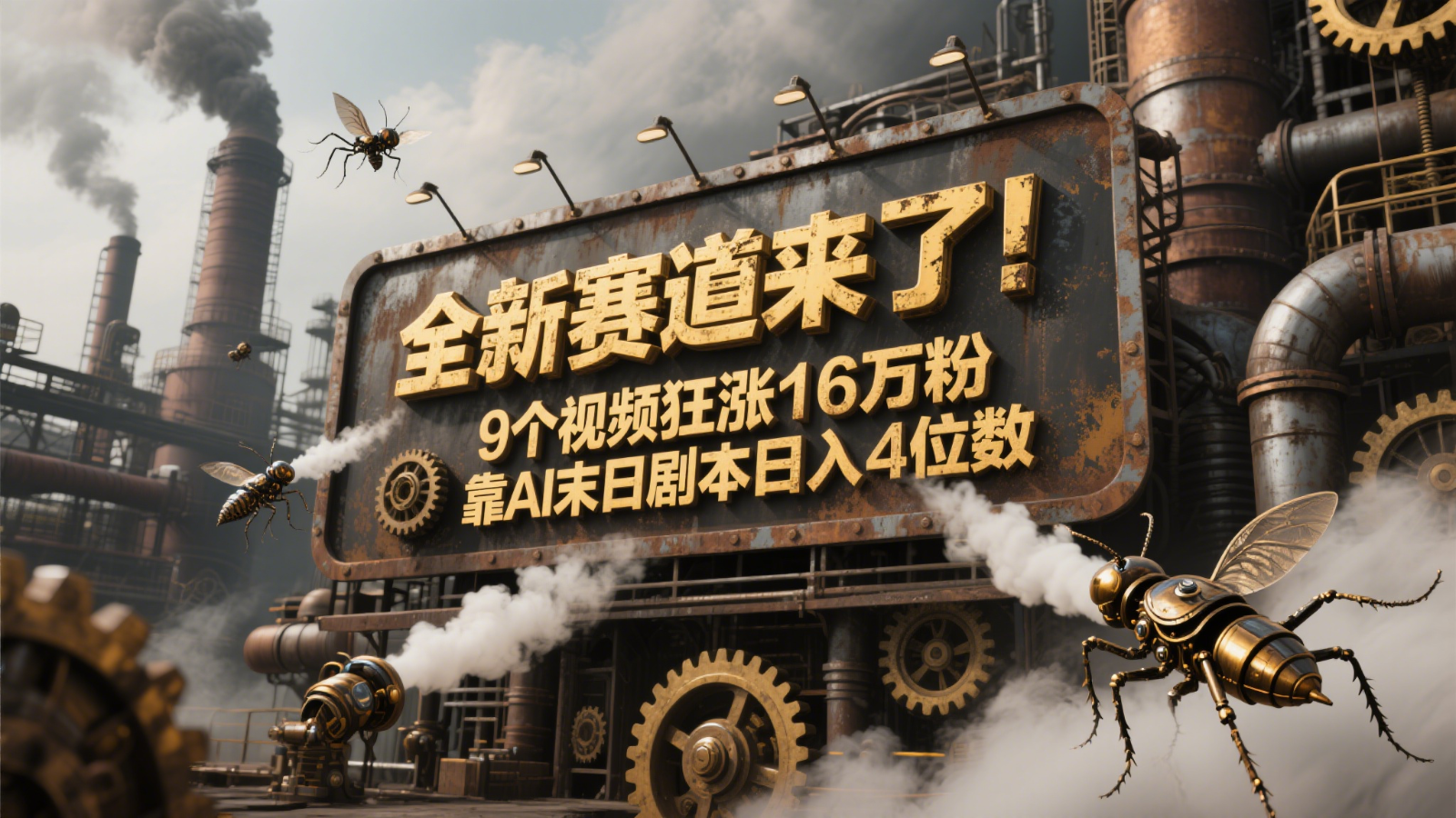 全新赛道来了！9个视频狂涨16万粉，靠AI末日剧本日入4位数，评论区爆肝追更！-轻金阁