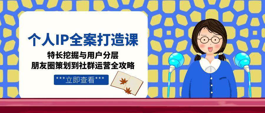 个人IP全案打造课，特长挖掘与用户分层，朋友圈策划到社群运营全攻略-轻金阁