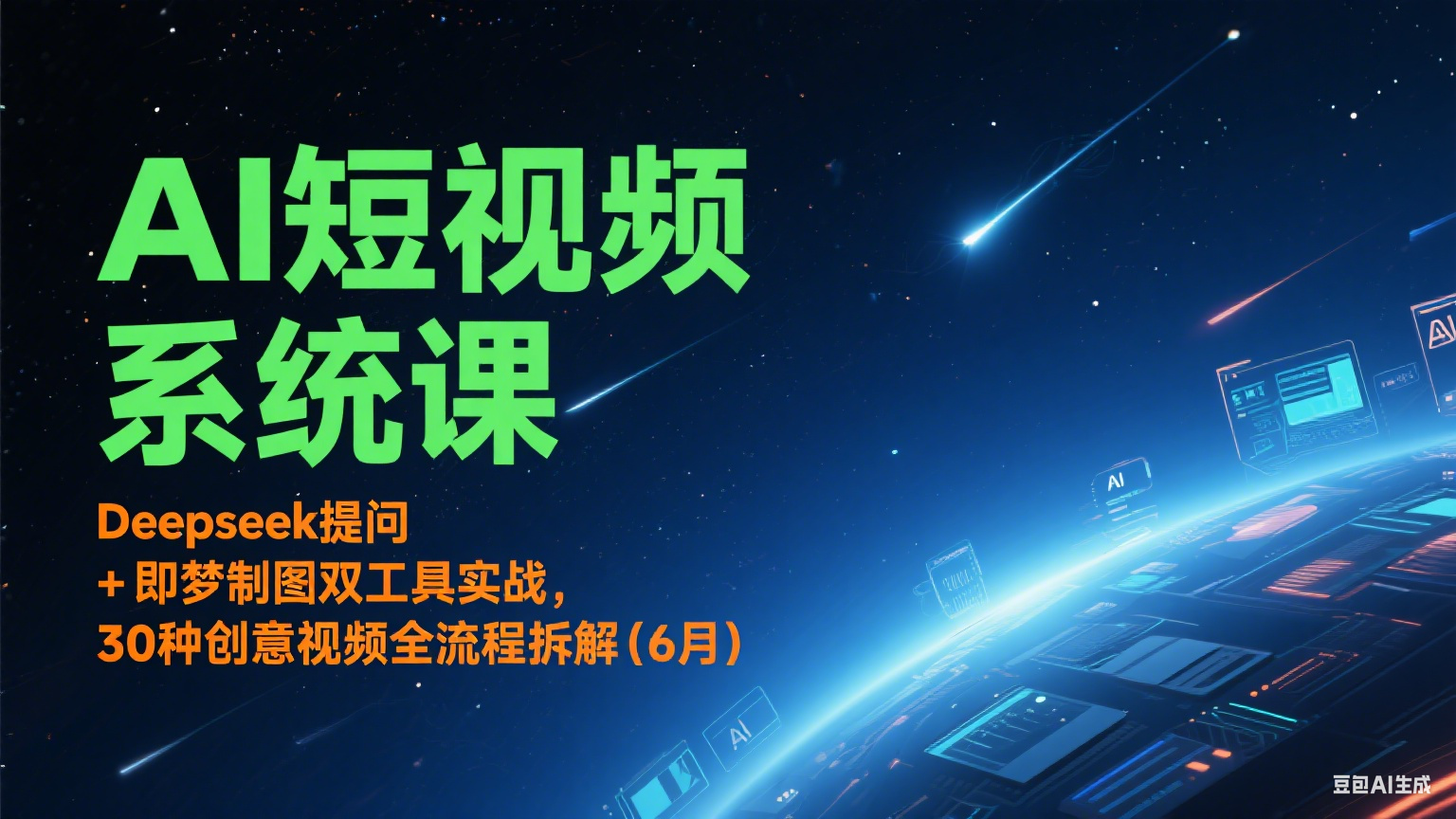 AI短视频系统课：Deepseek提问 + 即梦制图双工具实战，30种创意视频全流程拆解(6月)-轻金阁