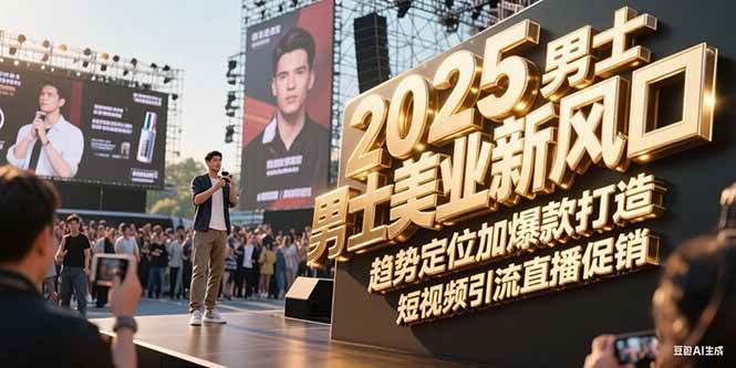 2025男士美业新风口，趋势定位加爆款打造，短视频引流直播促销-轻金阁