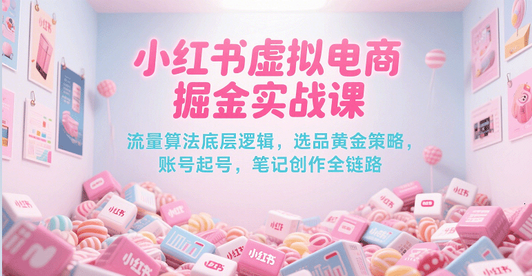 小红书虚拟电商掘金实战课，流量算法底层逻辑，选品黄金策略， 起号，笔记创作全链路-轻金阁
