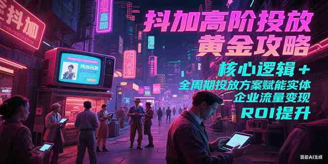 抖加高阶投放黄金攻略：核心逻辑全周期投放方案赋能实体企业流量变现 ROI 提升-轻金阁