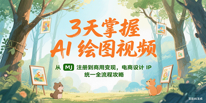 3天掌握AI绘图视频，从MJ 注册到商用变现，电商设计IP统一全流程攻略-轻金阁