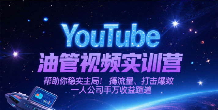 YouTube油管视频实训营，帮助你稳入局、搞流量、打爆款，一人公司千万收益赛道-轻金阁