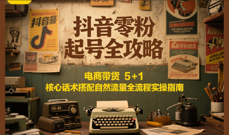 抖音零粉起号全攻略：电商带货 5+1 核心话术搭配自然流量全流程实操指南-轻金阁