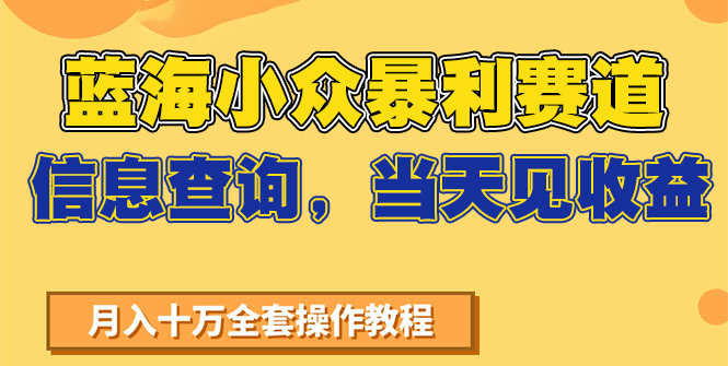 蓝海小众暴利赛道，信息查询，当天见收益，不讲玄学，7天搞了2万+-轻金阁
