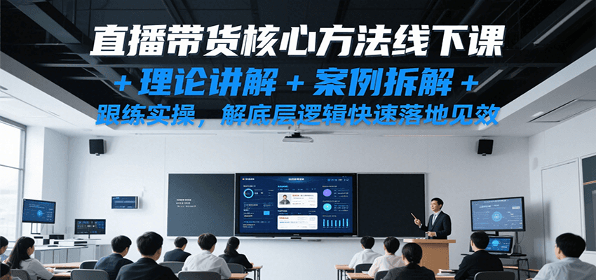 直播带货核心方法线下课，理论讲解+案例拆解+跟练实操，解底层逻辑快速落地见效-轻金阁