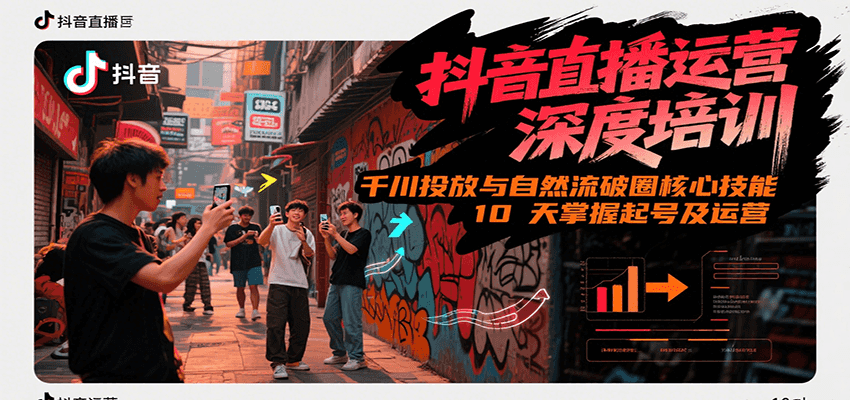抖音直播运营深度培训，千川投放与自然流核心技能，10天掌握起号及运营(6-7月新课)-轻金阁