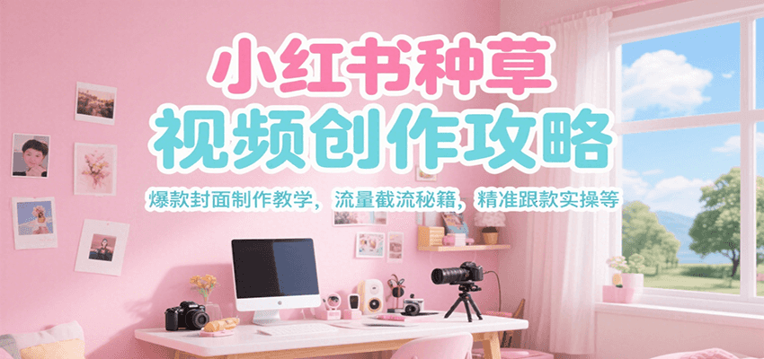 小红书种草视频创作攻略，爆款封面制作教学 ，流量截流秘籍 ，精准跟款实操等-轻金阁