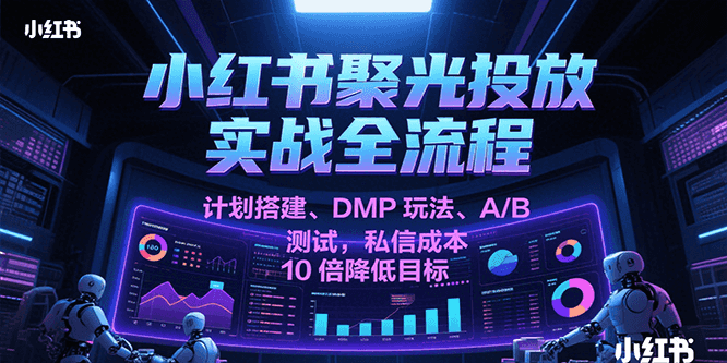 小红书聚光投放实战全流程，计划搭建、DMP玩法、A/B测试，私信成本10倍降低目标-轻金阁