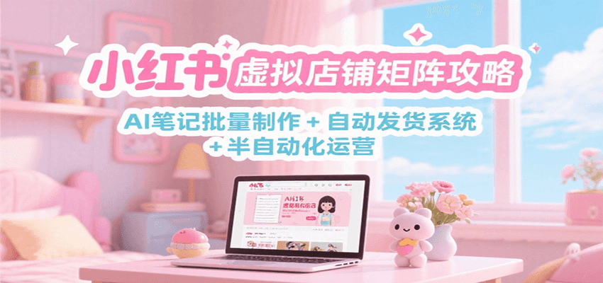 小红书虚拟店铺矩阵攻略：AI笔记批量制作 + 自动发货系统 + 半自动化运营-轻金阁