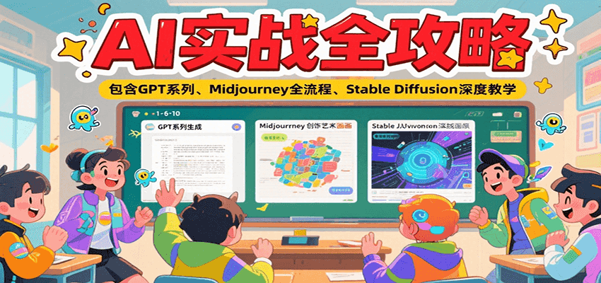 AI实战全攻略，包含GPT系列、Midjourney全流程、Stable Diffusion深度教学-轻金阁