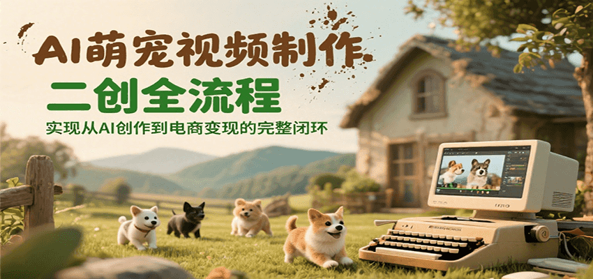 AI萌宠视频制作二创全流程，实现从AI创作到电商变现的完整闭环-轻金阁