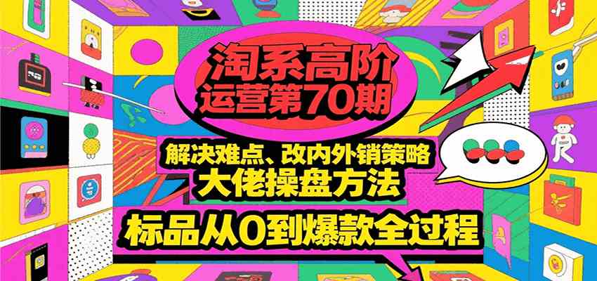 淘系高阶运营第70期，解决难点、改内外销策略，大佬操盘方法，标品从0到爆款全过程-轻金阁