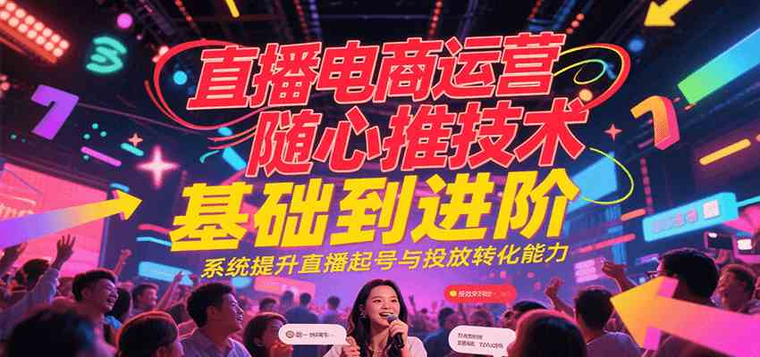 直播电商运营随心推投放技术基础到进阶，系统提升直播起号与投放转化能力-轻金阁