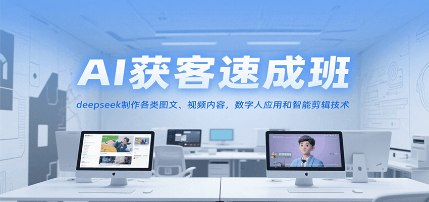 AI获客速成班，deepseek制作各类图文、视频内容，数字人应用和智能剪辑技术-轻金阁