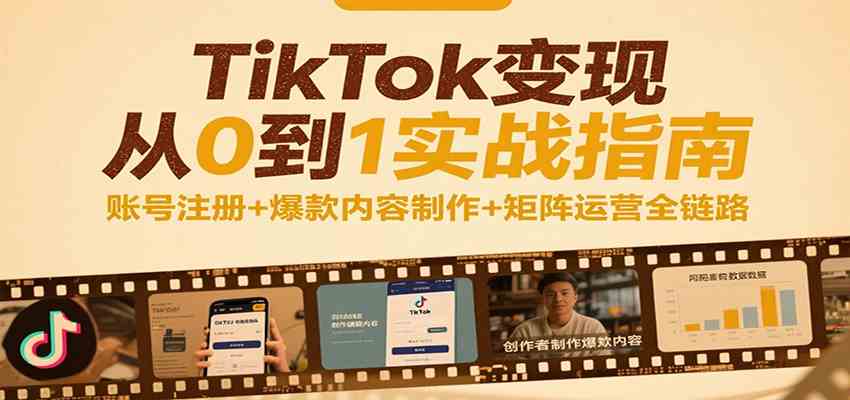 TikTok变现从0到1实战指南：账号注册+爆款内容制作+矩阵运营全链路-轻金阁