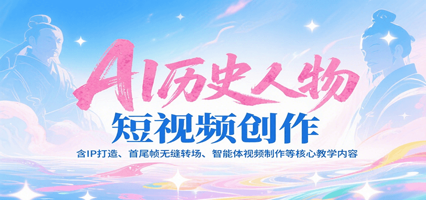 AI历史人物短视频创作，含IP打造、首尾帧无缝转场、智能体视频制作等核心教学内容-轻金阁