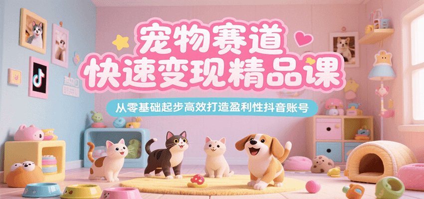 宠物赛道快速变现精品课，从零基础起步高效打造盈利性抖音账号-轻金阁