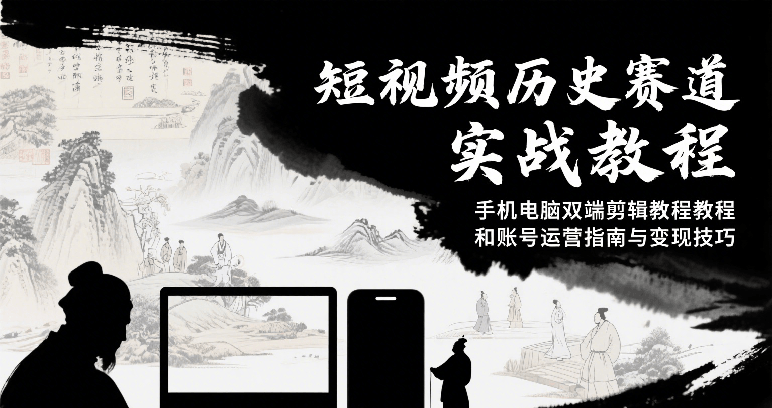 短视频历史赛道实战教程，手机电脑双端剪辑教程和账号运营指南与变现技巧-轻金阁