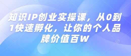 知识IP创业实操课，从0到1快速孵化，让你的个人品牌价值百W-轻金阁