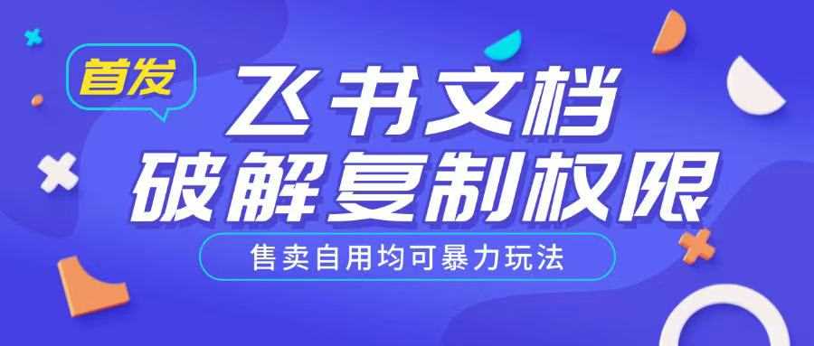 首发飞书文档破解复制权限，售卖自用均可暴力玩法-轻金阁