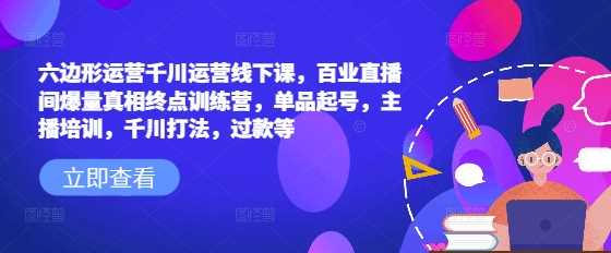 六边形运营千川运营线下课，百业直播间爆量真相终点训练营，单品起号，主播培训，千川打法，过款等-轻金阁