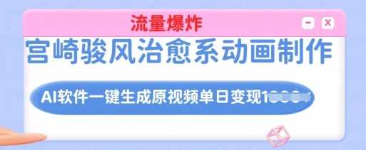 宫崎骏风治愈系动画制作，AI软件一键生成原创视频流量爆炸，单日变现多张，详细实操流程-轻金阁