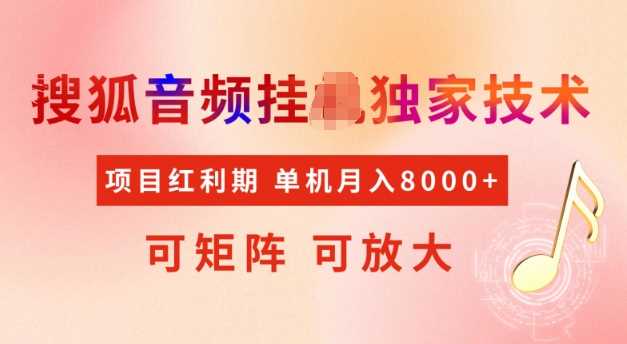 首发搜狐音频挂JI，项目红利期，可矩阵可放大，稳定月入5k【揭秘】-轻金阁