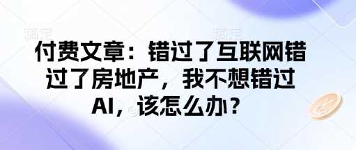 付费文章：错过了互联网错过了房地产，我不想错过AI，该怎么办？-轻金阁