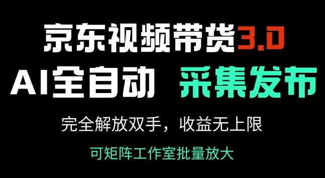 京东视频带货3.0，Ai全自动采集+自动发布，完全解放双手，收入无上限-轻金阁