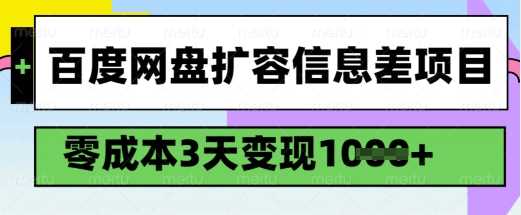 百度网盘扩容信息差项目，零成本，3天变现1k，详细实操流程-轻金阁