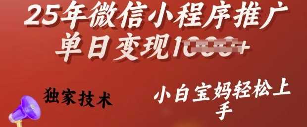 25年微信小程序推广单日变现多张，独家技术，小白宝妈轻松上手【揭秘】-轻金阁