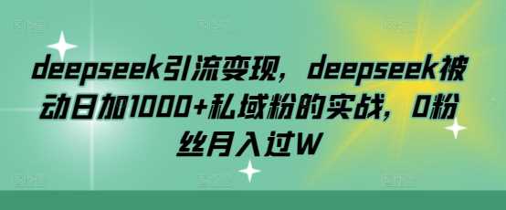 deepseek引流变现，deepseek被动日加1000+私域粉的实战，0粉丝月入过W-轻金阁