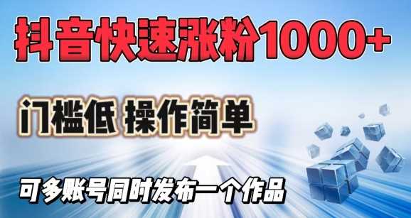 抖音快速涨1000+粉，门槛低操作简单，可多账号同时发布一个作品-轻金阁
