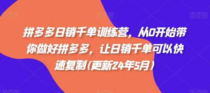拼多多日销千单训练营，从0开始带你做好拼多多，让日销千单可以快速复制(更新25年2月)-轻金阁