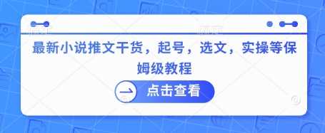 最新小说推文干货，起号，选文，实操等保姆级教程-轻金阁