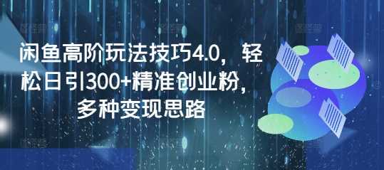 闲鱼高阶玩法技巧4.0，轻松日引300+精准创业粉，多种变现思路-轻金阁