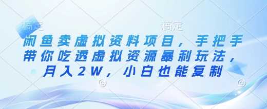 闲鱼卖虚拟资料项目，手把手带你吃透虚拟资源暴利玩法，月入2W，小白也能复制-轻金阁