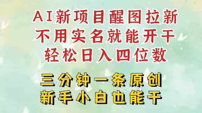 AI新风口，2025拉新项目，醒图拉新强势来袭，五分钟一条作品，单号日入四位数-轻金阁