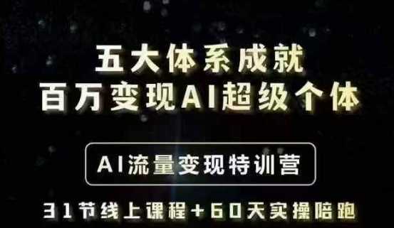 五大体系成就百万变现AI超级个体- AI流量变现特训营，一步一步教你一个人怎么年入百W-轻金阁