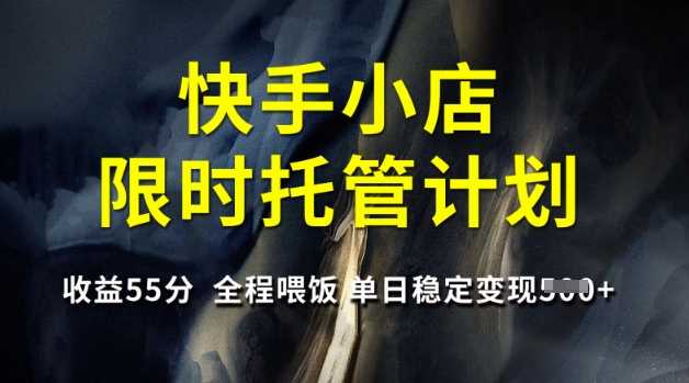 快手小店限时托管计划，收益55分，全程喂饭，单日稳定变现5张【揭秘】-轻金阁