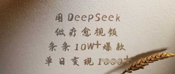 用DeepSeek做疗愈视频，条条10W+爆款，单日变现多张-轻金阁