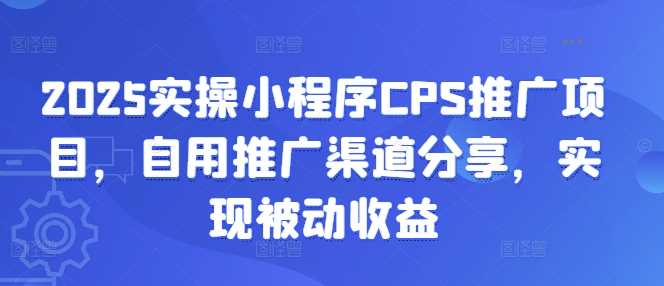 2025实操小程序CPS推广项目，自用推广渠道分享，实现被动收益-轻金阁