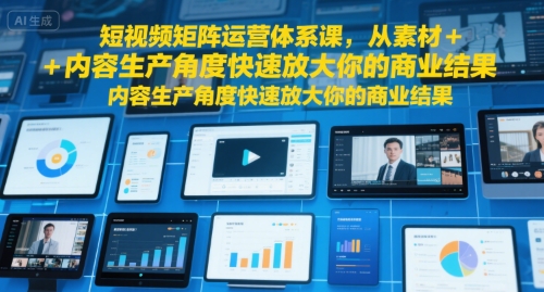 短视频矩阵运营体系课，从素材+内容生产角度快速放大你的商业结果-轻金阁
