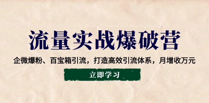 流量实战爆破营：企微爆粉、百宝箱引流，打造高效引流体系，月增收万元-轻金阁