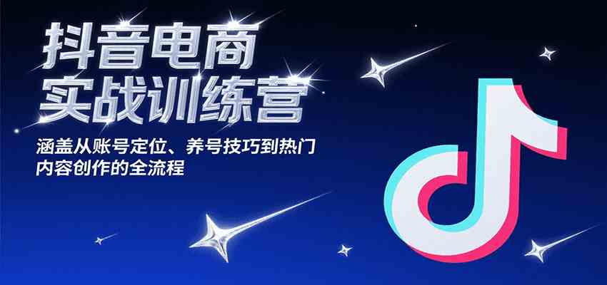 抖音电商实战训练营，涵盖从账号定位、养号技巧到热门内容创作的全流程-轻金阁