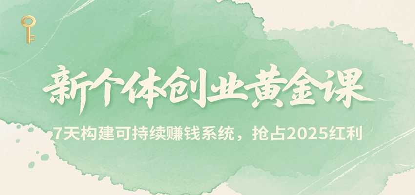 新个体创业黄金课，7天构建可持续赚钱系统，抢占2025红利-轻金阁